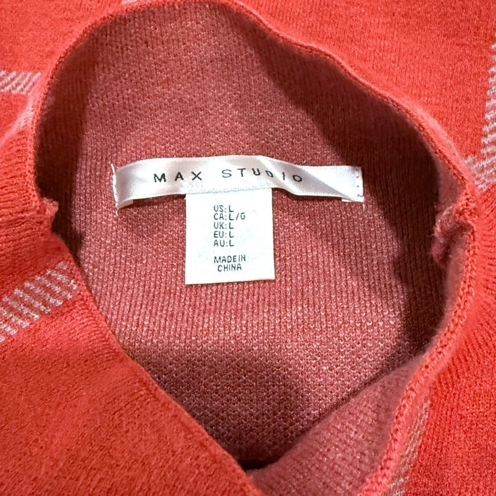 Max Studio Burnt Orange and Gray mockneck Sweater sz L - Picture 2 of 4